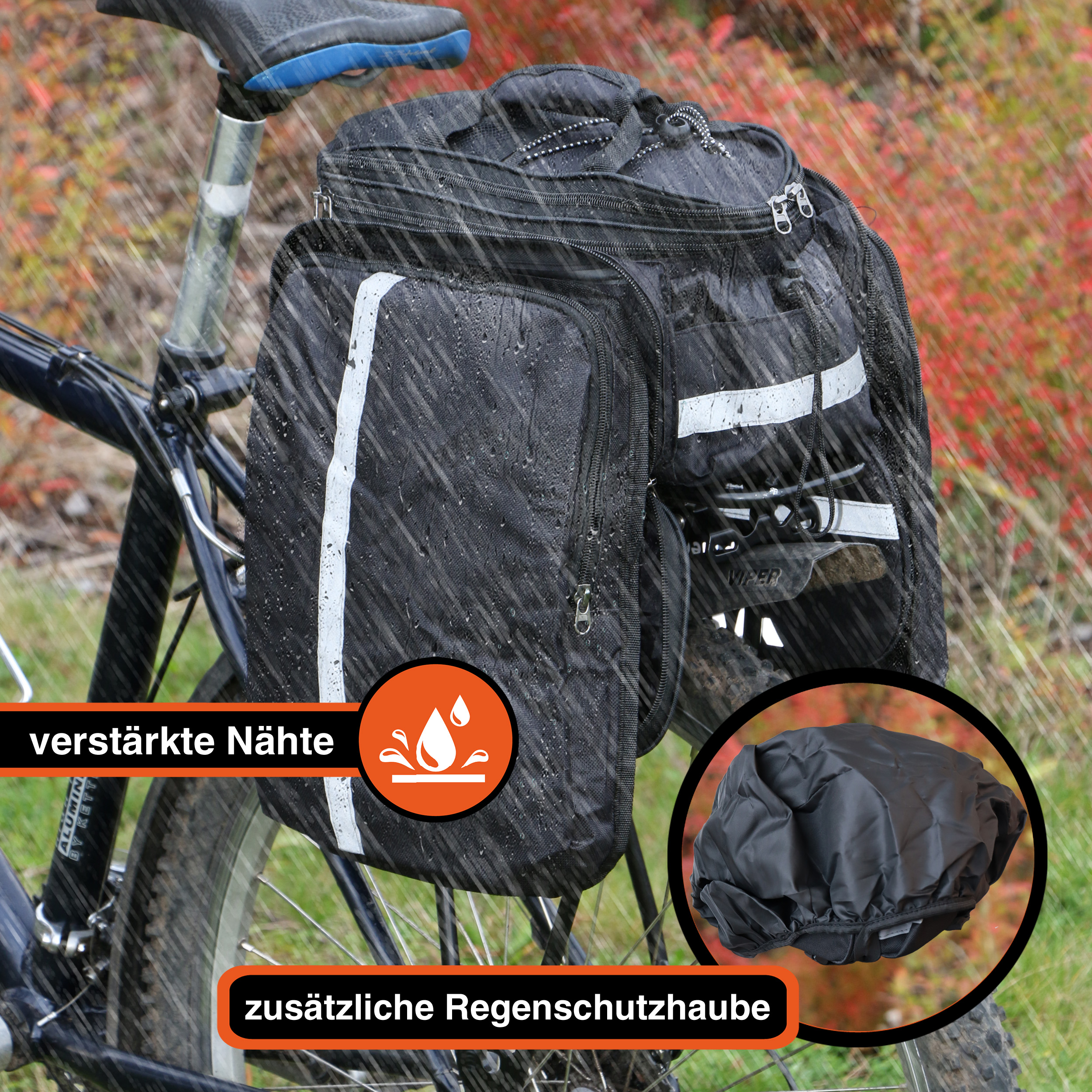 "Converter" Fahrradtasche für Gepäckträger L, 18L, wasserabweisend, 34x26x18cm, Schwarz