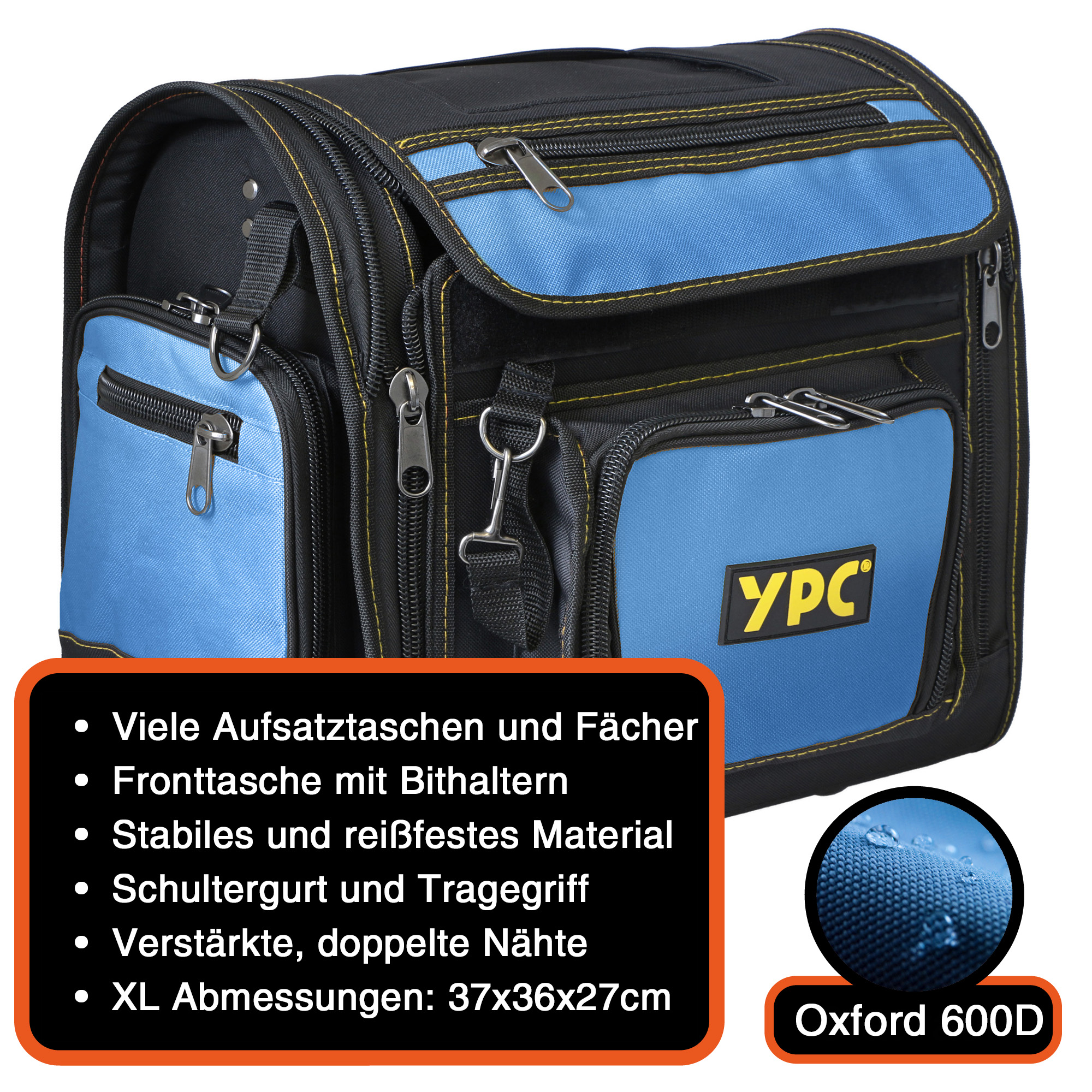 "Foreman" tool bag XL, blue-black, 37x36x27cm, 20 kg load capacity