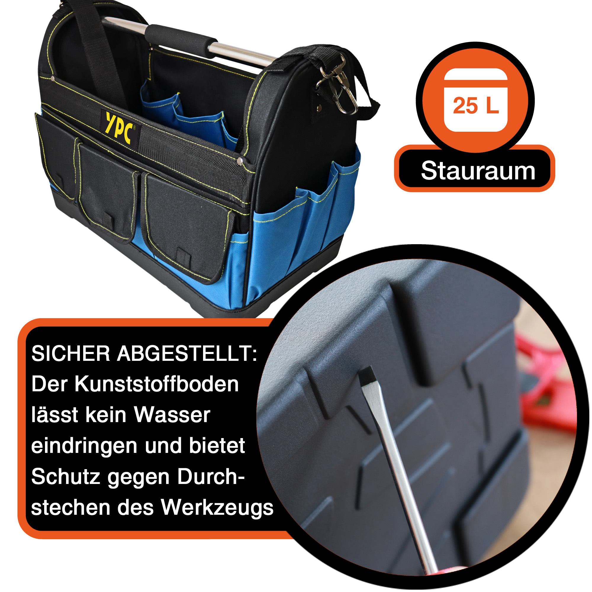 "Pioneer" tool basket XXL, blue-black, 45x35x23cm, 20 kg load capacity