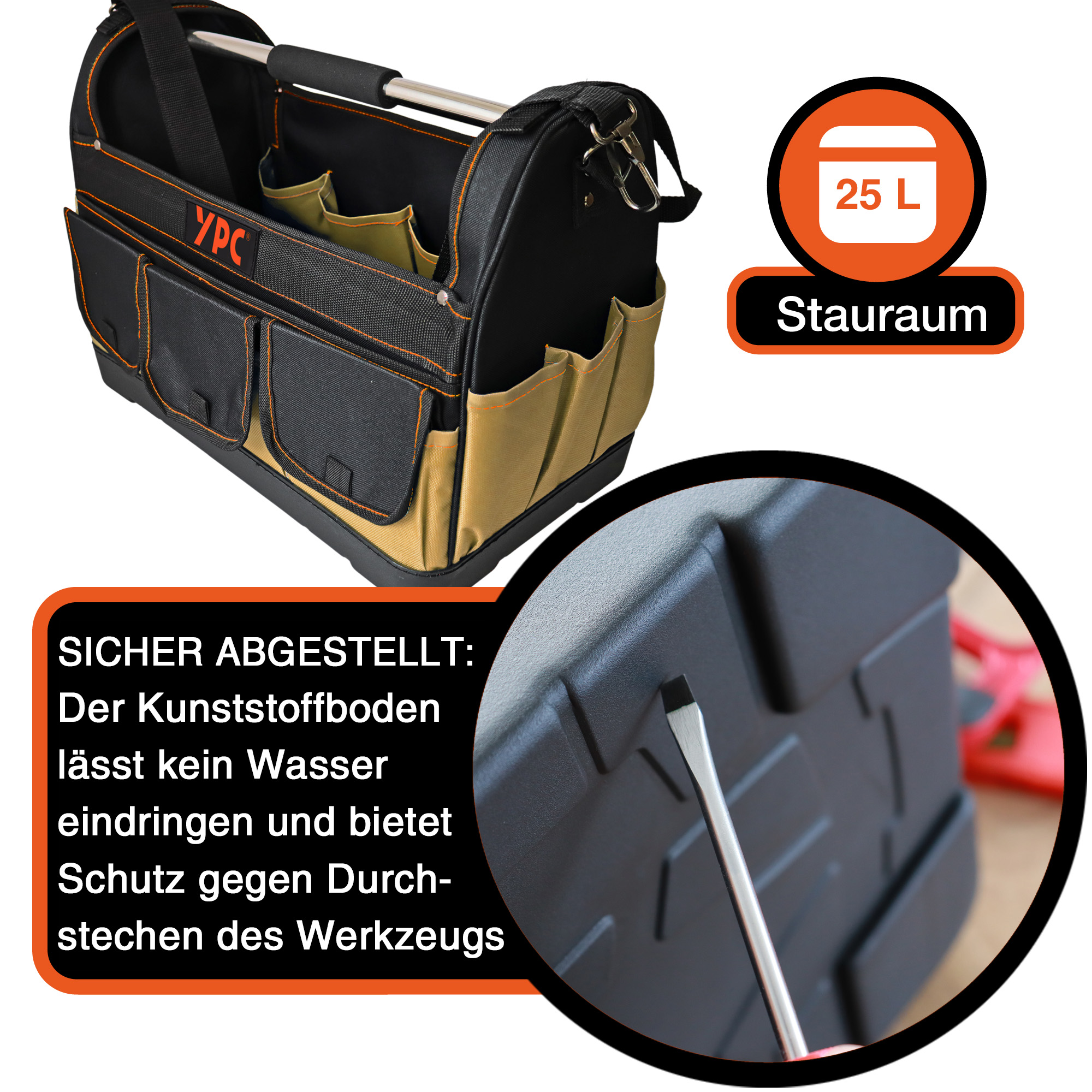 "Pioneer" tool basket XXL, sand-black, 45x35x23cm, 20 kg load capacity