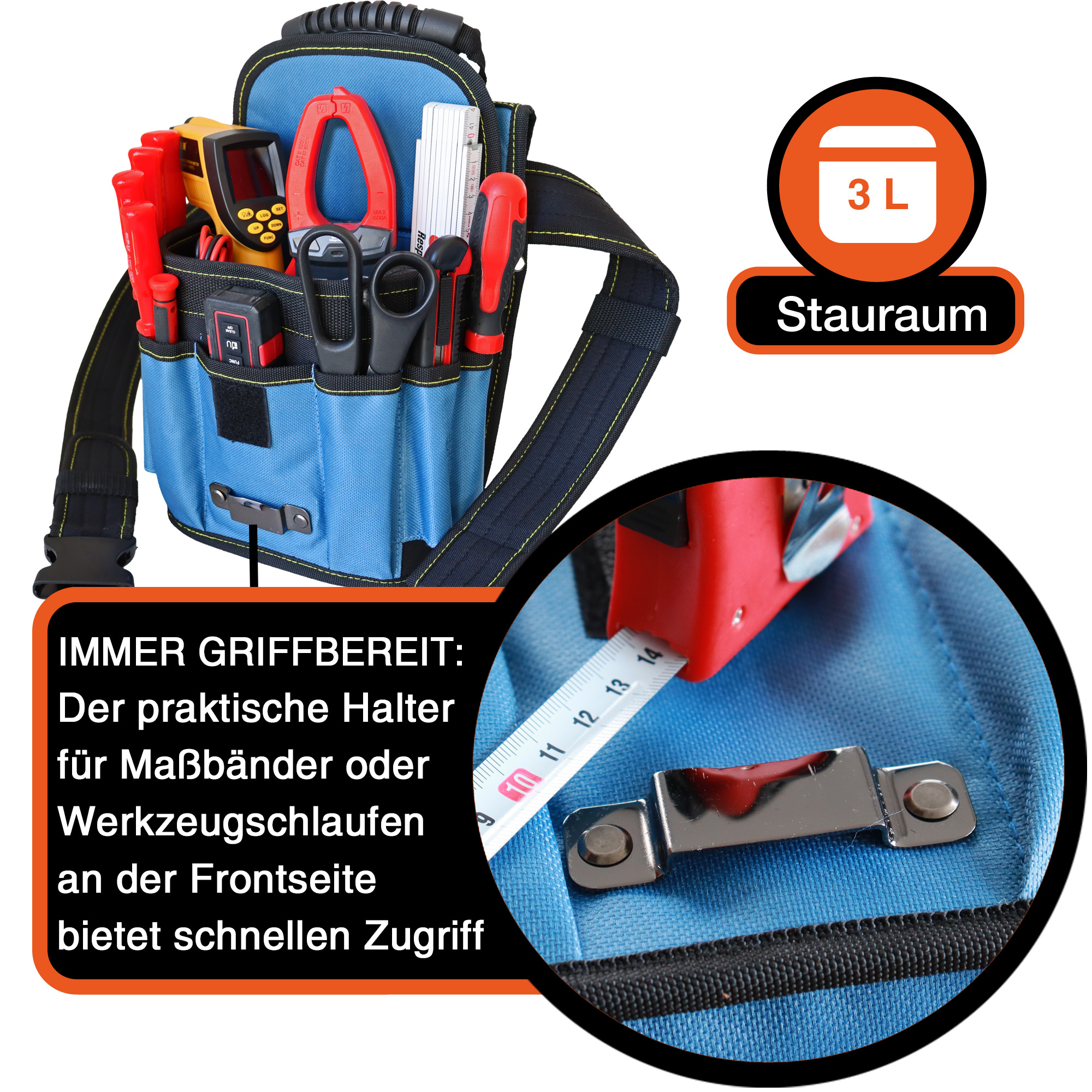 "Rapid" Gürteltasche XXL, Blau-Schwarz, 29x20x13cm, 5 kg Tragkraft